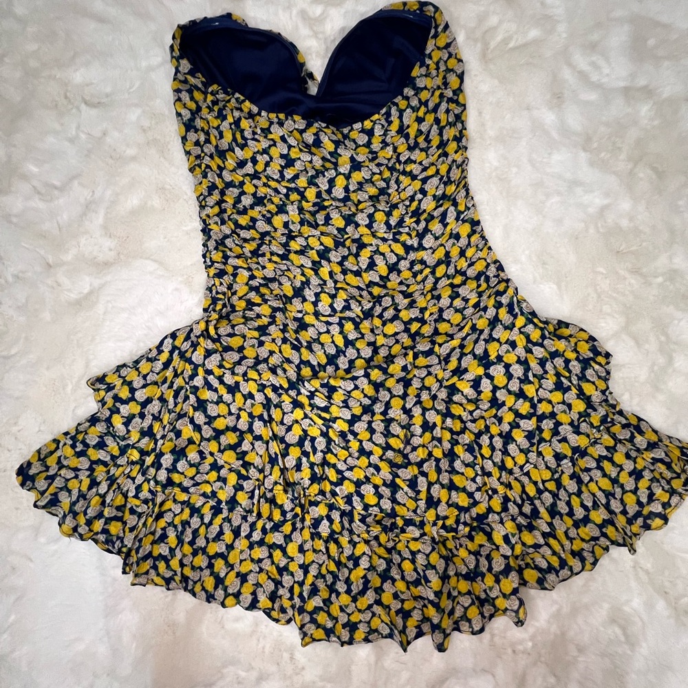 Misope Yellow Rose Ruffle Halter Mini Dress - Picture 4 of 4